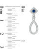 Thumbnail Image 1 of Vera Wang Love Collection 0.18 CT. T.W. Diamond and Princess-Cut Blue Sapphire Teardrop Earrings in Sterling Silver