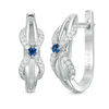 Thumbnail Image 1 of Vera Wang Love Collection 0.23 CT. T.W. Diamond and Blue Sapphire Infinity Hoop Earrings in Sterling Silver