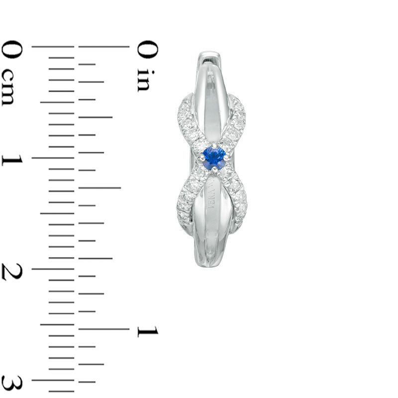 Main Image 2 of Vera Wang Love Collection 0.23 CT. T.W. Diamond and Blue Sapphire Infinity Hoop Earrings in Sterling Silver