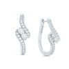 Thumbnail Image 0 of Ever Us™ 0.95 CT. T.W. Two-Stone Diamond Bypass Hoop Earrings in 14K White Gold