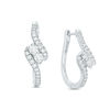 Thumbnail Image 1 of Ever Us™ 0.95 CT. T.W. Two-Stone Diamond Bypass Hoop Earrings in 14K White Gold