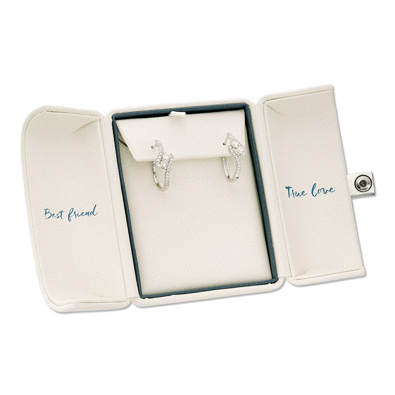 Main Image 2 of Ever Us™ 1.45 CT. T.W. Two-Stone Diamond Bypass Hoop Earrings in 14K White Gold