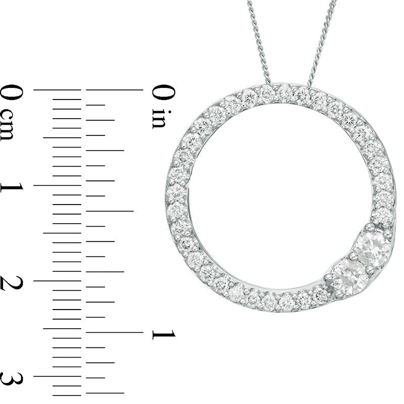 Ever Us™ 0.95 CT. T.W. Two-Stone Diamond Open Circle Pendant in 14K White Gold - 19"