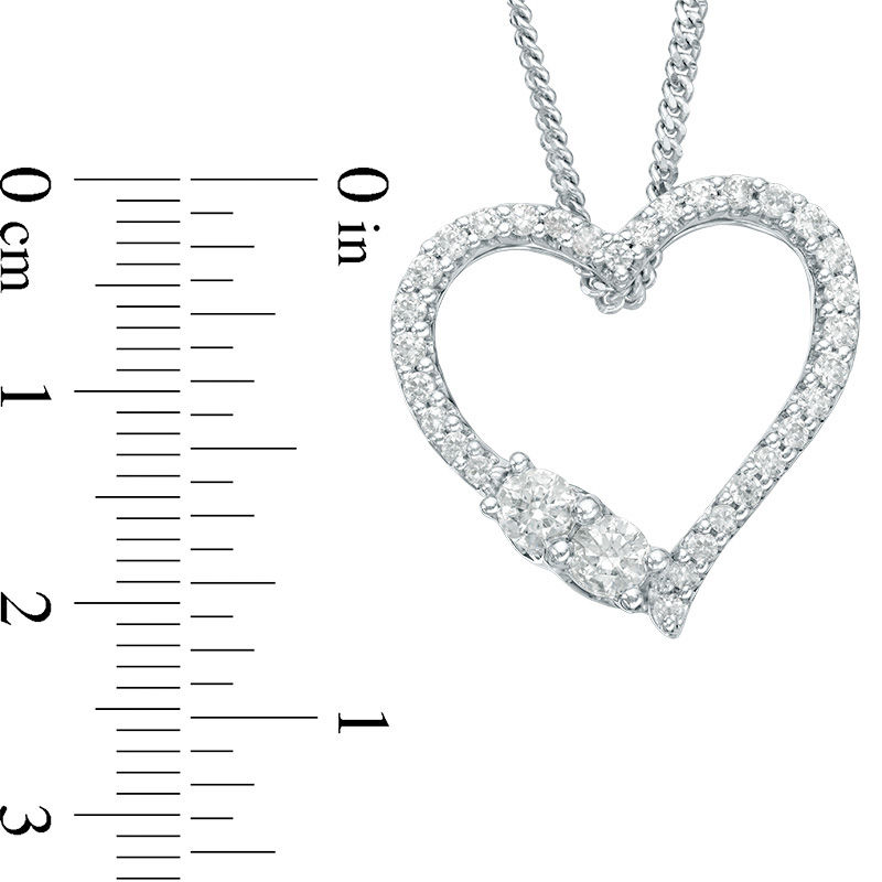Ever Us™ 0.95 CT. T.W. Two-Stone Diamond Heart Pendant in 14K White Gold - 19"