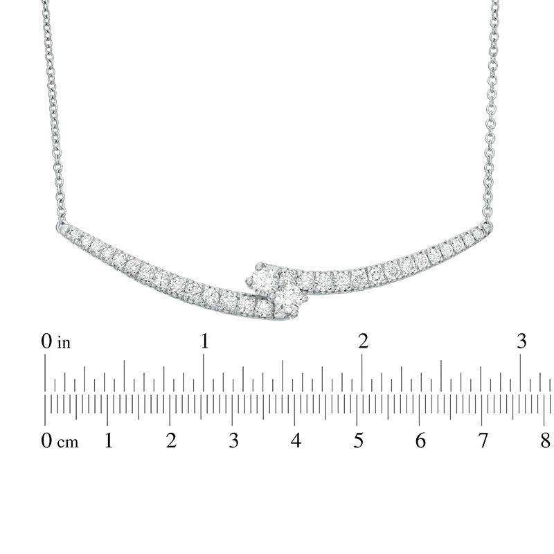 Ever Us™ 1.95 CT. T.W. Two-Stone Diamond Bypass Necklace in 14K White Gold - 19.25"