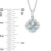 Thumbnail Image 1 of 6.0mm Cushion-Cut Aquamarine and Lab-Created White Sapphire Flower Frame Pendant in Sterling Silver