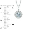 Thumbnail Image 2 of 6.0mm Cushion-Cut Aquamarine and Lab-Created White Sapphire Flower Frame Pendant in Sterling Silver
