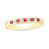 Thumbnail Image 0 of Garnet and 0.115 CT. T.W. Diamond Channel-Set Band in 10K Gold