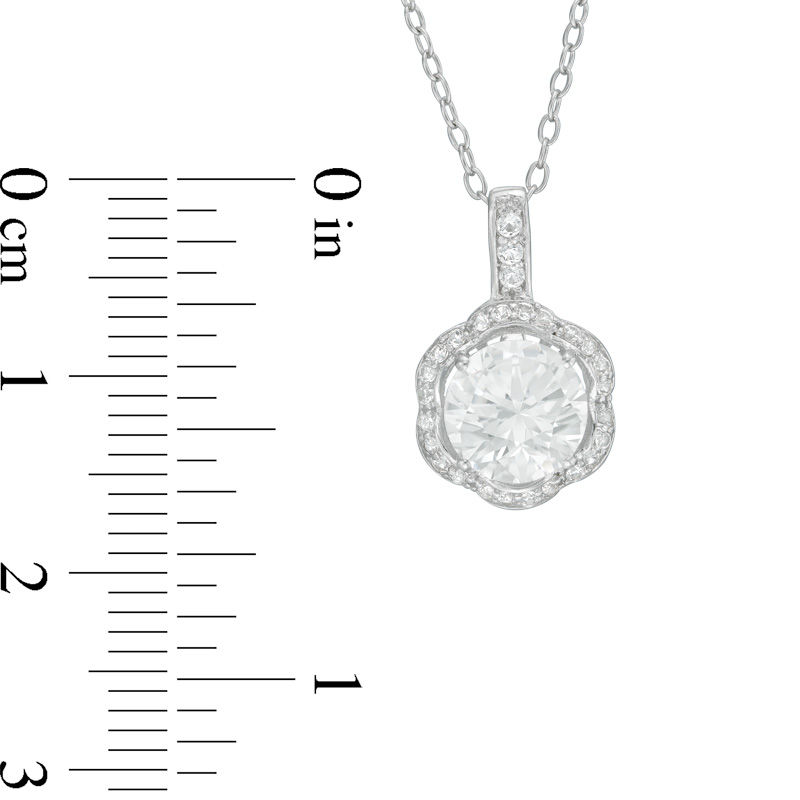 Lab-Created White Sapphire Scallop Frame Pendant, Stud Earrings and Ring Set in Sterling Silver - Size 7