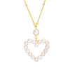 3.0-5.0mm Cultured Freshwater Pearl Heart Outline Necklace in Sterling Silver with 18K Gold Plate