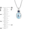 Oval Aquamarine and Lab-Created Blue and White Sapphire Frame Stacked Pendant in 10K White Gold