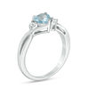 6.0mm Heart-Shaped Aquamarine and Diamond Accent Crossover Split Shank Ring in 10K White Gold