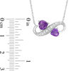 Thumbnail Image 1 of Heart-Shaped Amethyst and Lab-Created White Sapphire Sideways Infinity Necklace in Sterling Silver