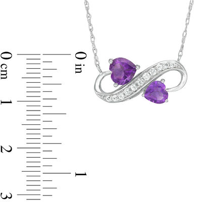 Heart-Shaped Amethyst and Lab-Created White Sapphire Sideways Infinity Necklace in Sterling Silver