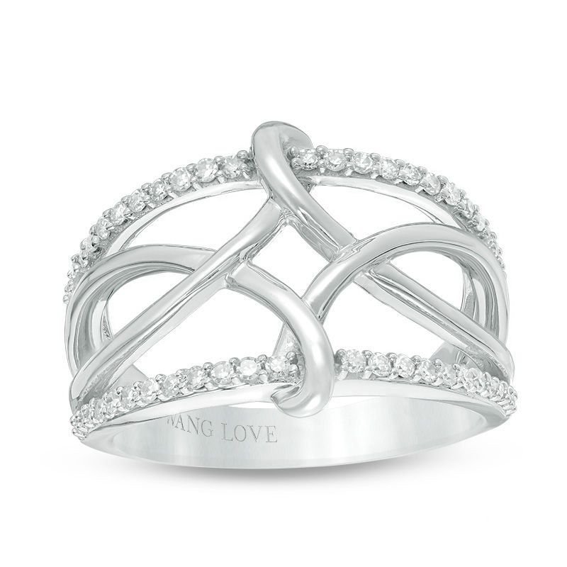 Main Image 1 of Vera Wang Love Collection 0.23 CT. T.W. Diamond Open Twist Ring in Sterling Silver