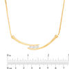 Thumbnail Image 1 of Lab-Created White Sapphire Three Stone Bypass Necklace in Sterling Silver with 14K Gold Plate - 17"