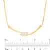 Thumbnail Image 2 of White Lab-Created Sapphire Three Stone Bypass Necklace in Sterling Silver with 14K Gold Plate - 17"