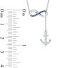 Lab-Created Blue and White Sapphire Infinity with Anchor Lariat-Style Necklace in Sterling Silver - 19"