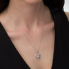 Thumbnail Image 1 of 4.5mm Lab-Created White Sapphire and 0.09 CT. T.W. Diamond Snowflake Pendant in Sterling Silver