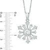 Thumbnail Image 2 of 4.5mm Lab-Created White Sapphire and 0.09 CT. T.W. Diamond Snowflake Pendant in Sterling Silver