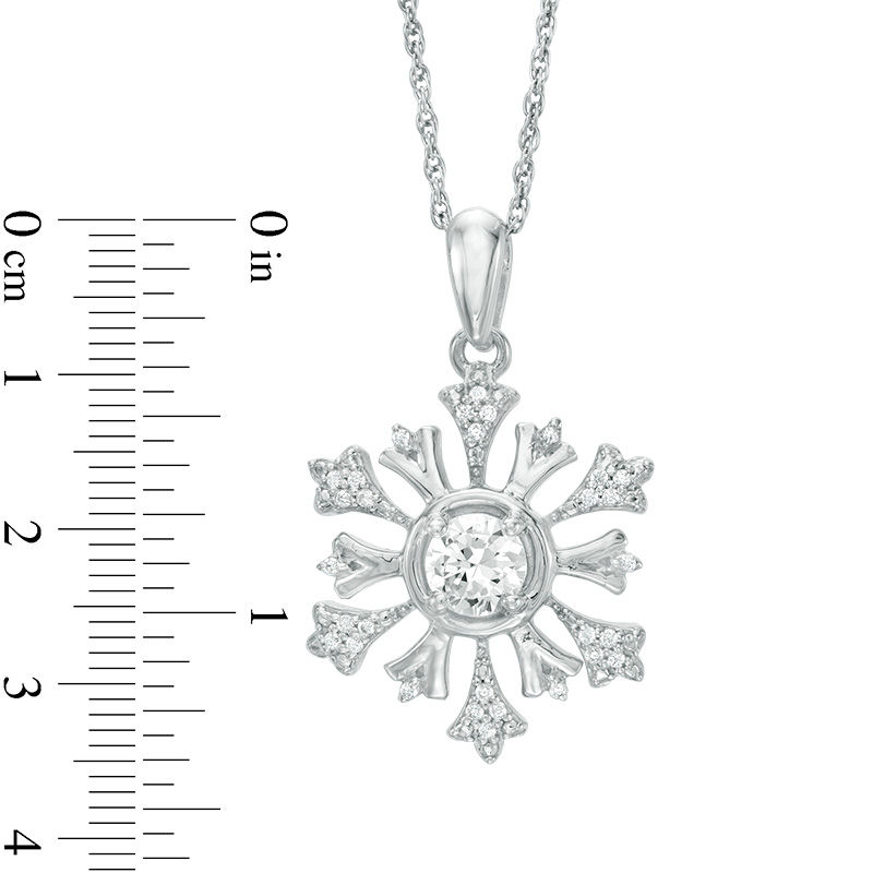 4.5mm Lab-Created White Sapphire and 0.09 CT. T.W. Diamond Snowflake Pendant in Sterling Silver