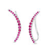 Thumbnail Image 1 of Lab-Created Ruby Crawler Earrings in Sterling Silver