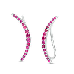 Lab-Created Ruby Crawler Earrings in Sterling Silver