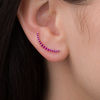 Thumbnail Image 2 of Lab-Created Ruby Crawler Earrings in Sterling Silver