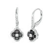 Thumbnail Image 1 of Oval Black Spinel and Lab-Created White Sapphire Frame Clover Drop Earrings in Sterling Silver