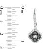 Thumbnail Image 2 of Oval Black Spinel and Lab-Created White Sapphire Frame Clover Drop Earrings in Sterling Silver