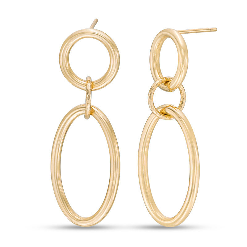 Main Image 1 of Interlocking Open Drop Earrings in 10K Gold
