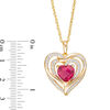 Thumbnail Image 1 of 7.0mm Lab-Created Ruby and White Sapphire Triple Loop Heart Pendant in Sterling Silver with 14K Gold Plate