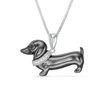 Thumbnail Image 0 of Enhanced Black and White Diamond Accent Dachshund Pendant in Sterling Silver