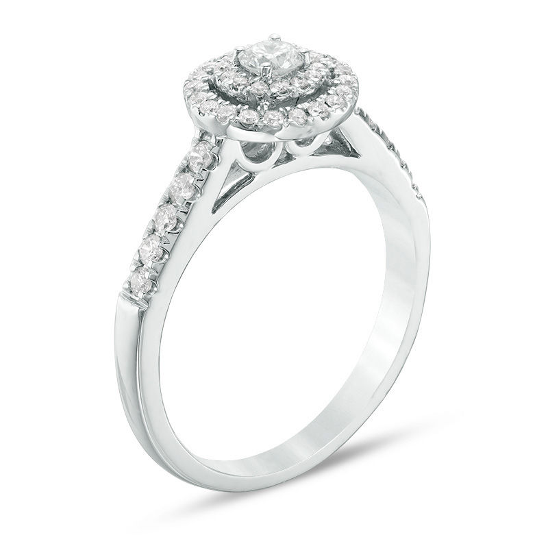0.45 CT. T.W. Diamond Double Frame Engagement Ring in 14K White Gold