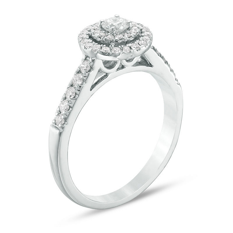 Main Image 2 of 0.45 CT. T.W. Diamond Double Frame Engagement Ring in 14K White Gold