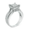 Thumbnail Image 1 of 1.00 CT. T.W. Princess-Cut Composite Diamond Frame Multi-Row Engagement Ring in 10K White Gold