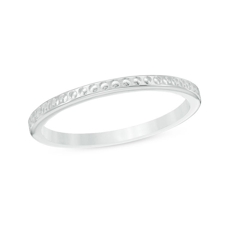 1.5mm Diamond-Cut Channel Dot Wedding Band in 10K White Gold - Size 6