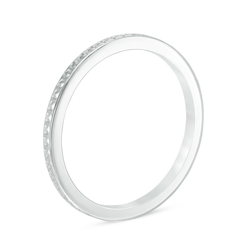 1.5mm Diamond-Cut Channel Dot Wedding Band in 10K White Gold - Size 6