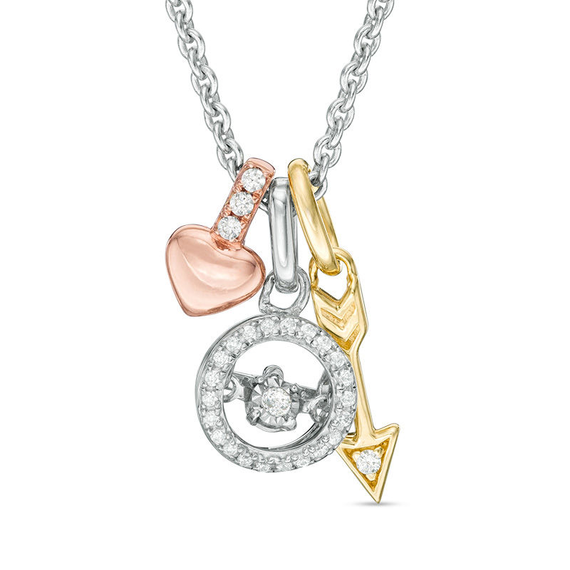 Unstoppable Love™ 0.12 CT. T.W. Diamond Charm Pendant in Sterling Silver with 14K Two-Tone Gold Plate
