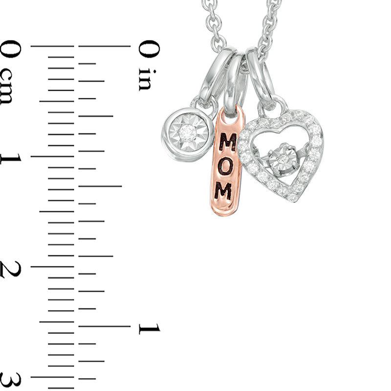Unstoppable Love™ 0.10 CT. T.W. Diamond "MOM" Charm Pendant in Sterling Silver with 14K Rose Gold Plate