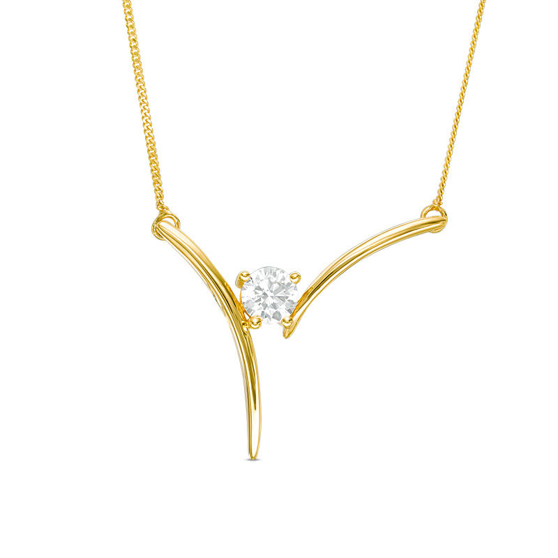 0.25 CT. Certified Canadian Diamond Solitaire Bypass Necklace in 14K Gold (I/I2)|Peoples Jewellers