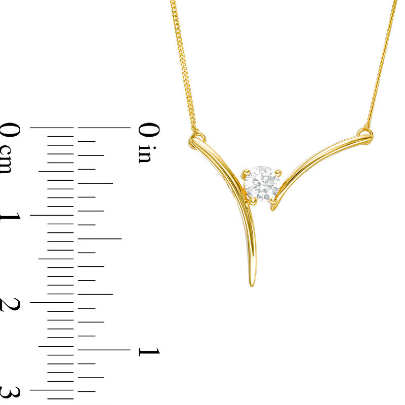 0.25 CT. Certified Canadian Diamond Solitaire Bypass Necklace in 14K Gold (I/I2)