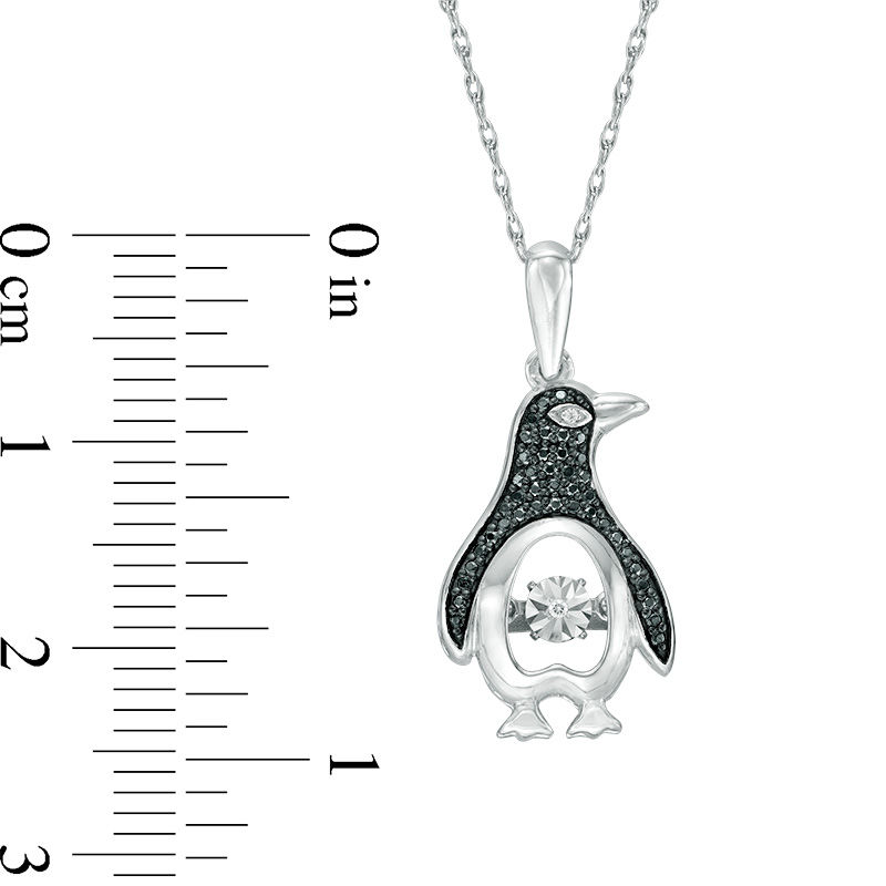 Unstoppable Love™ 0.07 CT. T.W. Enhanced Black and White Diamond Penguin Pendant in Sterling Silver