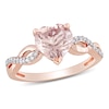 Thumbnail Image 1 of 8.0mm Heart-Shaped Morganite and 0.08 CT. T.W. Diamond Infinity Shank Ring in 10K Rose Gold