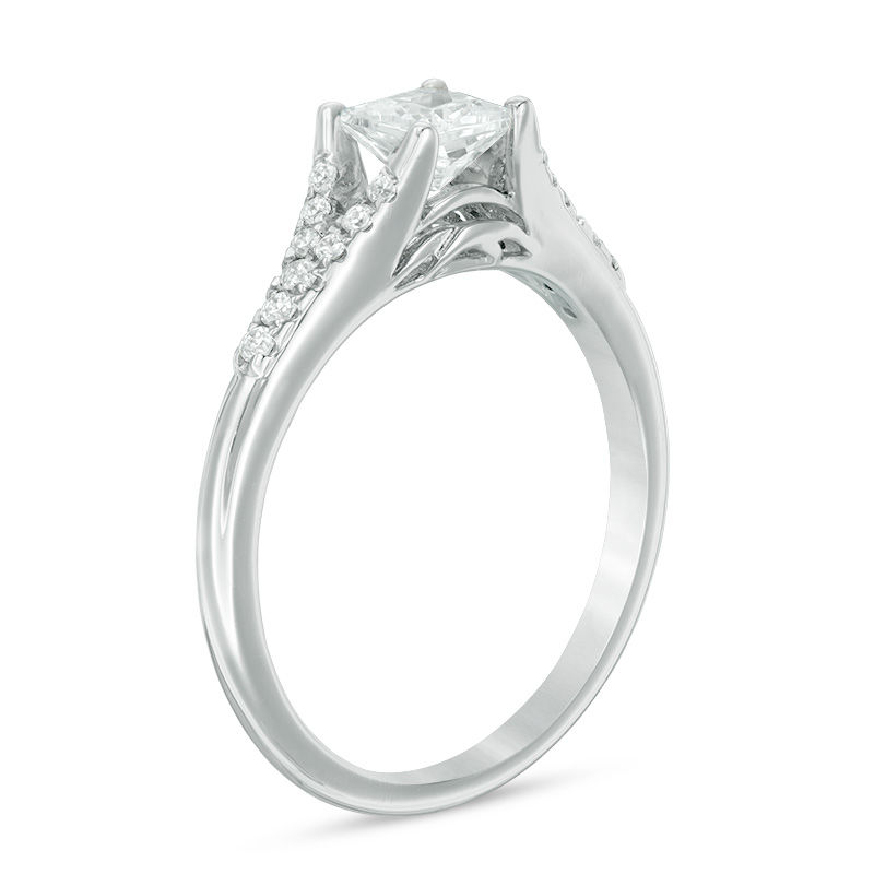 Main Image 2 of 0.58 CT. T.W. Princess-Cut Diamond Engagement Ring in 14K White Gold
