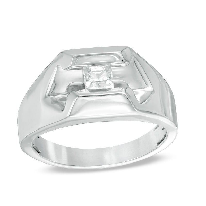 Men's 0.37 CT. Square Diamond Solitaire Ring in 10K White Gold|Peoples Jewellers