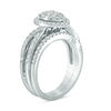 Thumbnail Image 2 of 0.70 CT. T.W. Composite Diamond Pear-Shaped Frame Split Shank Bridal Set in 14K White Gold