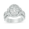 1.15 CT. T.W. Composite Diamond Oval Frame Twist Bridal Set in 14K White Gold