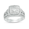 Thumbnail Image 0 of 1.16 CT. T.W. Cushion Multi-Diamond Frame Twist Shank Bridal Set in 14K White Gold