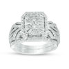 Thumbnail Image 1 of 1.12 CT. T.W. Composite Diamond Rectangle Frame Twist Bridal Set in 14K White Gold